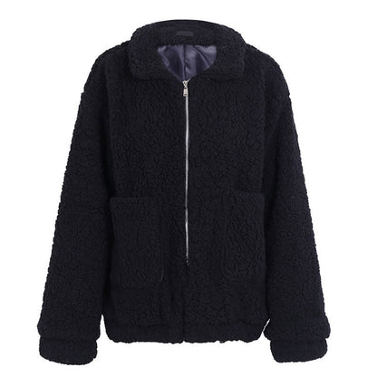 Manteau en faux lambswool surdimensionné veste d&