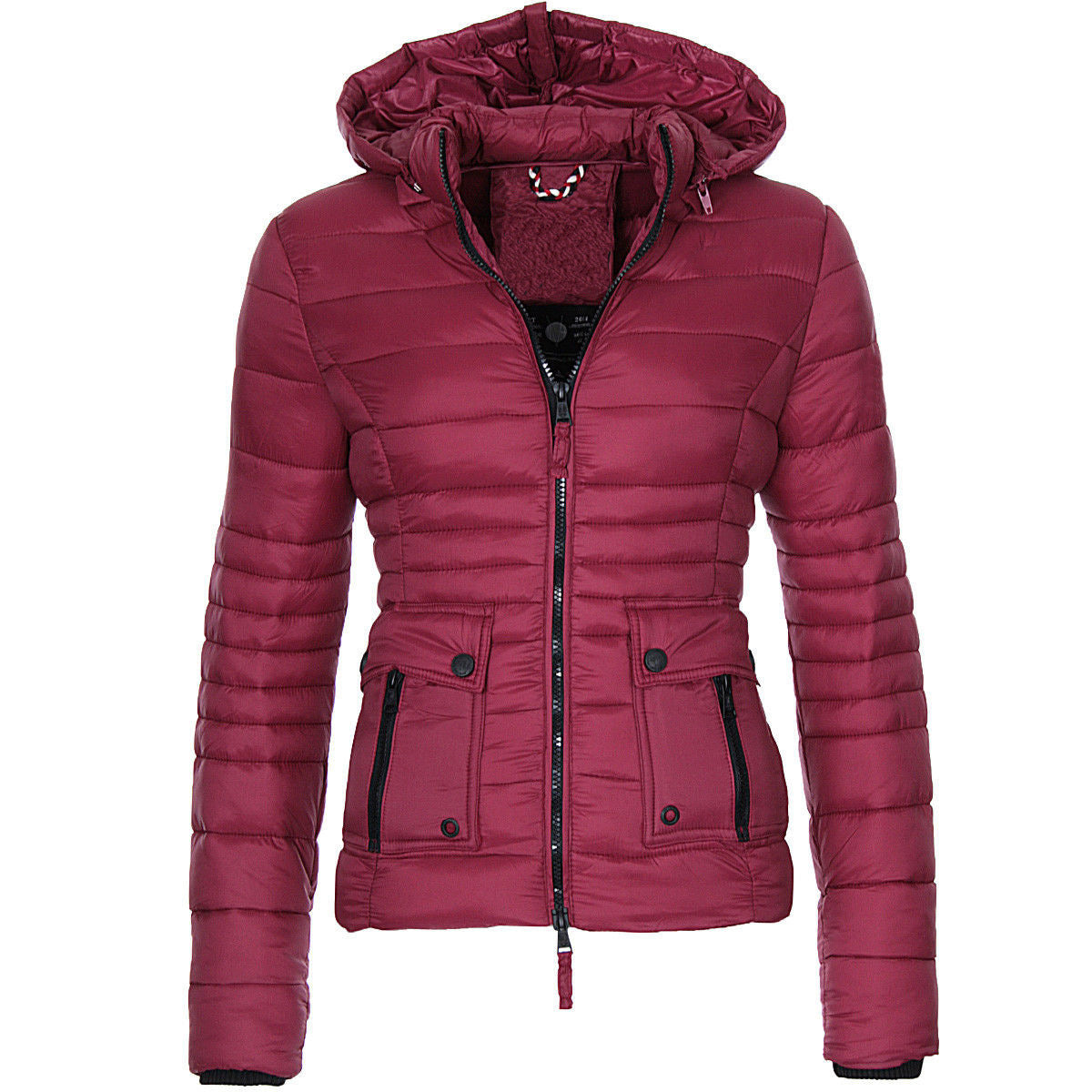 Vestes pour Femmes Hiver Rouge Manteau Moto